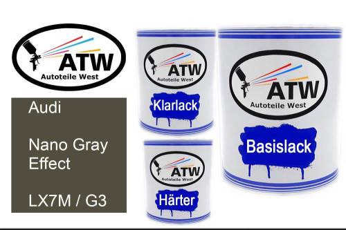 Audi, Nano Gray Effect, LX7M / G3: 1L Lackdose + 1L Klarlack + 500ml Härter - Set, von ATW Autoteile West.